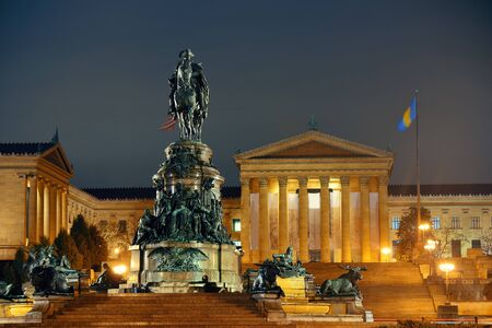 Philadelphia Art Museum at night as the famous city attractions.のeditorial素材