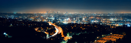 Los Angeles at night with urban buildings