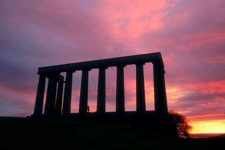 National Monument at Calton Hill in Edinburgh, UK.の写真素材