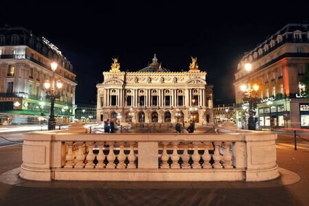 Paris Opera at night as the city famous tourism attraction and landmark.のeditorial素材