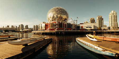 VANCOUVER, BC - AUG 17: Science World at waterfront of False Creek on August 17, 2015 in Vancouver, Canada. With 603k population, it is one of the most ethnically diverse cities in Canada.のeditorial素材