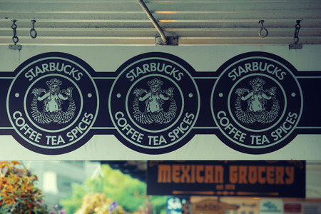 SEATTLE, WA - AUG 14: The first Starbucks Coffee shop on August 14, 2015 in Seattle. Seattle is the largest city in both the State of Washington and the Pacific Northwest region of North Americaのeditorial素材