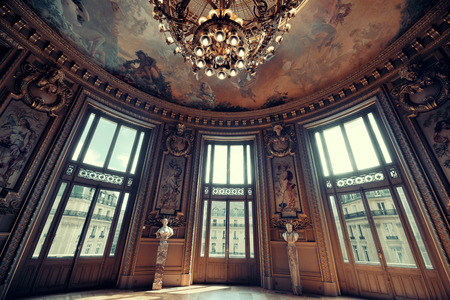 PARIS, FRANCE - MAY 13: Palais Garnier interior view on May 13, 2015 in Paris. With the population of 2M, Paris is the capital and most-populous city of Franceのeditorial素材