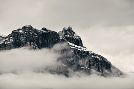 Foggy mountain and cloud in Banff National Park, Canadaの写真素材