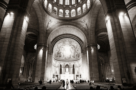 Sacre Coeur Cathedral interior in Paris, France.のeditorial素材