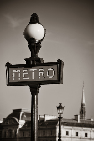 Vintage metro sign in Paris street.の写真素材