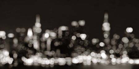 Midtown Manhattan skyline bokeh at dusk panorama over Hudson Riverの写真素材
