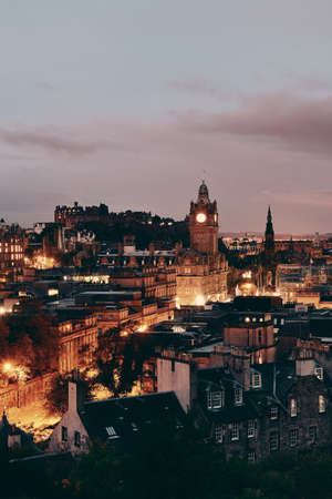 Edinburgh city view at night in UK.の写真素材