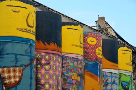 VANCOUVER, BC - AUG 17: Cartoon painting in concrete factory on August 17, 2015 in Vancouver, Canada. With 603k population, it is one of the most ethnically diverse cities in Canada.のeditorial素材