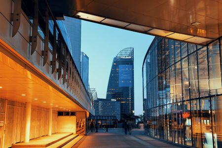 PARIS, FRANCE - MAY 13: Contemporary architecture in la Defense business district on May 13, 2015 in Paris. With the population of 2M, Paris is the capital and most-populous city of France.のeditorial素材