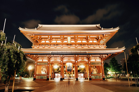 Sensoji Temple in Tokyo Japan at night.のeditorial素材