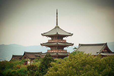 Pagoda tower in Jishu Jinja Shrine in Kyoto, Japan.のeditorial素材
