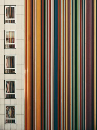 PARIS, FRANCE - MAY 13: Windows and sculpture in la Defense business district on May 13, 2015 in Paris. With the population of 2M, Paris is the capital and most-populous city of France.のeditorial素材