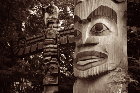 Totem Pole in Capilano park, Vancouver, Canada.の写真素材