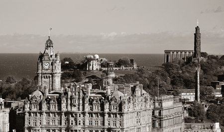 Edinburgh city rooftop view with historical architectures. United Kingdom.の写真素材