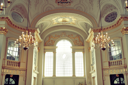 LONDON, UK - SEP 27: St Martin in the Field church interior in London with statue on September 27, 2013 in London, UK. London is the world's most visited city and the capital of UK.のeditorial素材