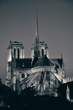 Notre Dame de Paris at dusk as the famous city landmark.の写真素材