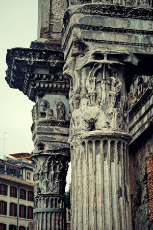 Columns. Rome Forum with ruins of historical buildings. Italy.の写真素材