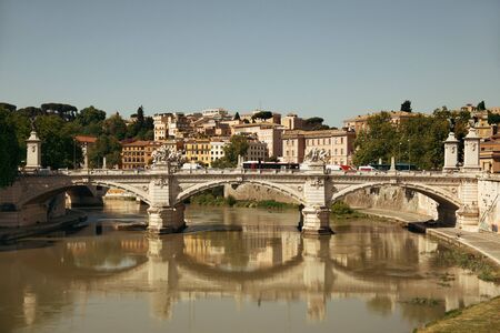 River Tiber and Rome ancient architecture, Italy.のeditorial素材