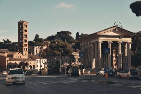 ROME - MAY 12: A typical street view with traffic and old buildings on May 12, 2016 in Rome, Italy. Rome ranked 14th in the world, and 1st the most popular tourism attraction in Italy.のeditorial素材