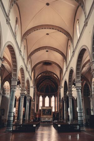 Church interior view in old medieval town Siena in Italyのeditorial素材