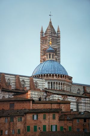 Medieval town with Siena Cathedral and skyline view in Italy