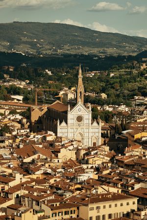 Basilica di Santa Croce is known as Temple of the Italian Glories and is the burial place for some of the most illustrious Italians.の写真素材