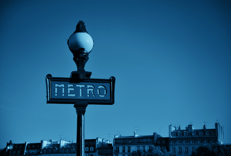 Vintage metro sign in Paris street.の写真素材