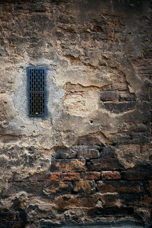 Italy Siena old building windows and brick wall