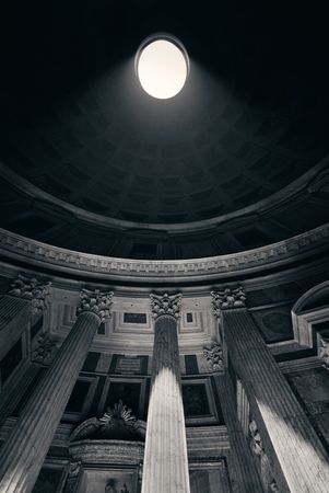 Pantheon interior with light beam in Rome, Italy.のeditorial素材