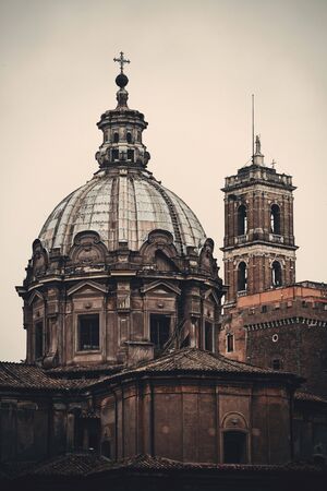 Rome Forum with ruins of historical buildings. Italy.