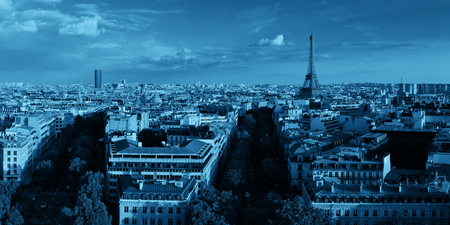 Paris rooftop view skyline and Eiffel Tower panorama in France.の写真素材