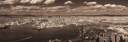 OSAKA, JAPAN - MAY 11: Sea port rooftop view on May 11, 2013 in Osaka. With nearly 19 million inhabitants, Osaka is the second largest metropolitan area in Japan after Tokyo.のeditorial素材
