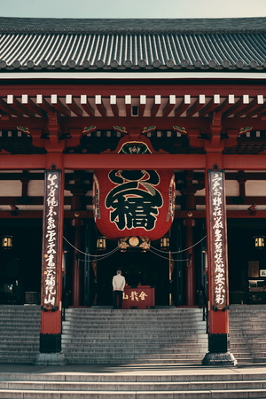 TOKYO, JAPAN - MAY 15: Historical architecture in temple on May 15, 2013 in Tokyo. Sensoji Temple, founded in 645 CE, making it the oldest temple in Tokyo.のeditorial素材