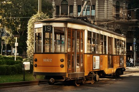 MILAN - MAY 24: street view with tram on May 24, 2016 in Milan, Italy. Milan is the second most populous in Italy and the main industrial and financial center.のeditorial素材