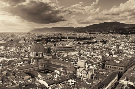 City skyline in Florence rooftop view in Italy in black and whiteのeditorial素材