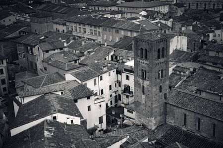 Lucca viewed from above in Italy.の写真素材