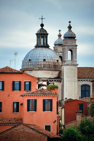 A closeup view of historical buildings in Venice, Italy.の写真素材
