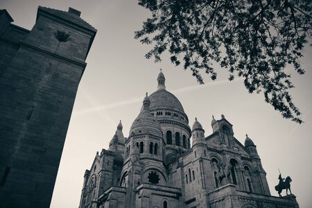 Sacre Coeur Cathedral closeup in Paris, France.の写真素材