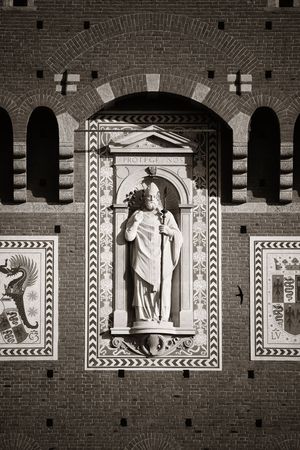 Landmark Sforza Castle closeup in Milan, Italy.のeditorial素材