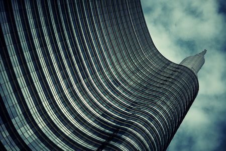 MILAN - MAY 24: Unicredit Tower closeup on May 24, 2016 in Milan, Italy. Milan is the second most populous in Italy and the main industrial and financial center.のeditorial素材