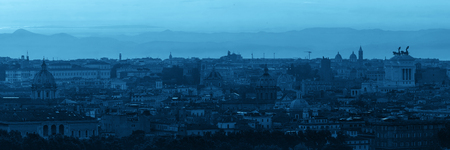 Rome rooftop view with ancient architecture in Italy in blue toneの写真素材