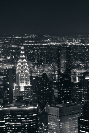 New York City - SEP 11: Chrysler building at night on September 11, 2015 in New York City. Art Deco style skyscraper, it is the tallest brick building in the world and famous landmark of Manhattan.のeditorial素材