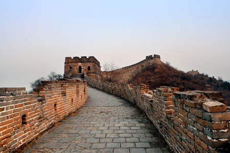 Great Wall in the morning with sunrise and colorful sky in Beijing, China.のeditorial素材