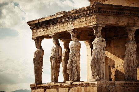 Erechtheion Temple in Acropolis in Athens, Greece.の写真素材