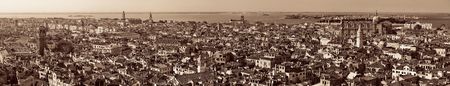 Venice skyline panorama viewed from above at clock tower in St Markâs square. Italy.の写真素材
