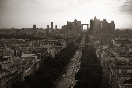 Paris rooftop view of the city skyline with la Defense business district in France.の写真素材
