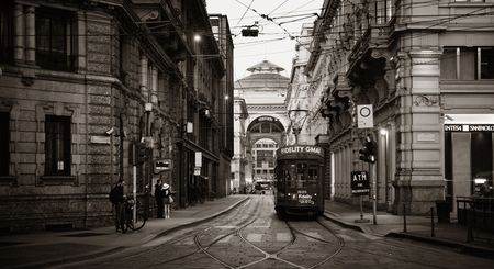 MILAN - MAY 24: street view with tram on May 24, 2016 in Milan, Italy. Milan is the second most populous in Italy and the main industrial and financial center.のeditorial素材