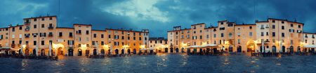 Piazza dell Anfiteatro in Lucca Italy night view panorama