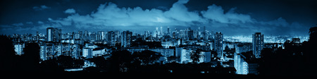 Singapore skyline viewed from mt faber at night with urban buildingsのeditorial素材
